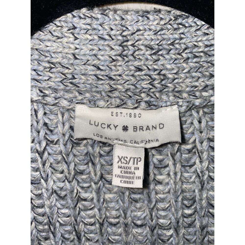 Lucky Brand Womens XS Boyfriend Cardigan Gray Cotton Knit Button Sweater - Picture 2 of 8